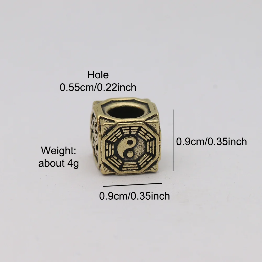 Eight Diagrams Block Brass Knife Beads EDC DIY Paracord Woven Bracelets Lanyard Pendants Accessories Outdoor Tool Hangings Charm