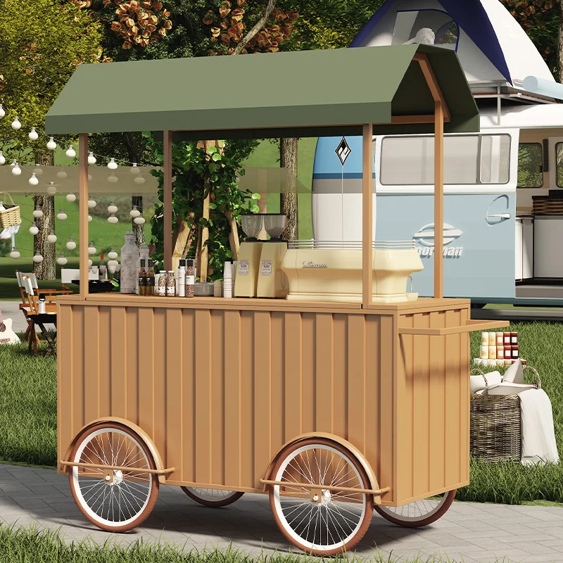 

Creative Camp Stall Trolley Coffee Milk Tea Mobile Food Truck Market Promotion Display Truck Mobile Vending Truck