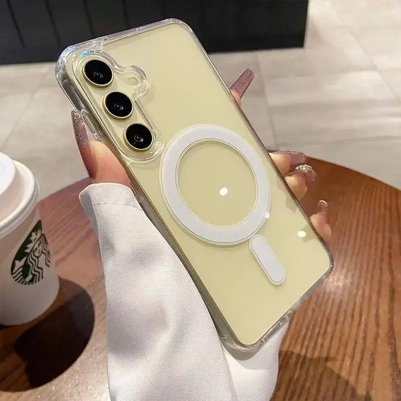 Luxury Magnetic Case For Samsung A15 A35 A55 A16 A26 A36 A57 A17 A37 A57 for Magsafe Shockproof Hard Clear Acylic Cover Case
