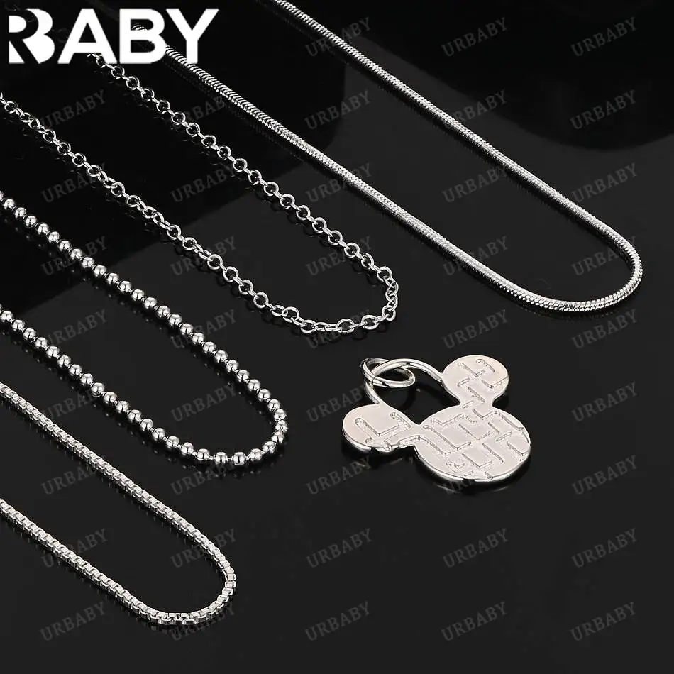 

URBABY 40-75cm 925 Sterling Silver Mickey Pendant Necklace For Women Men Charm Trend Birthday Gifts Fashion Party Fine Jewelry