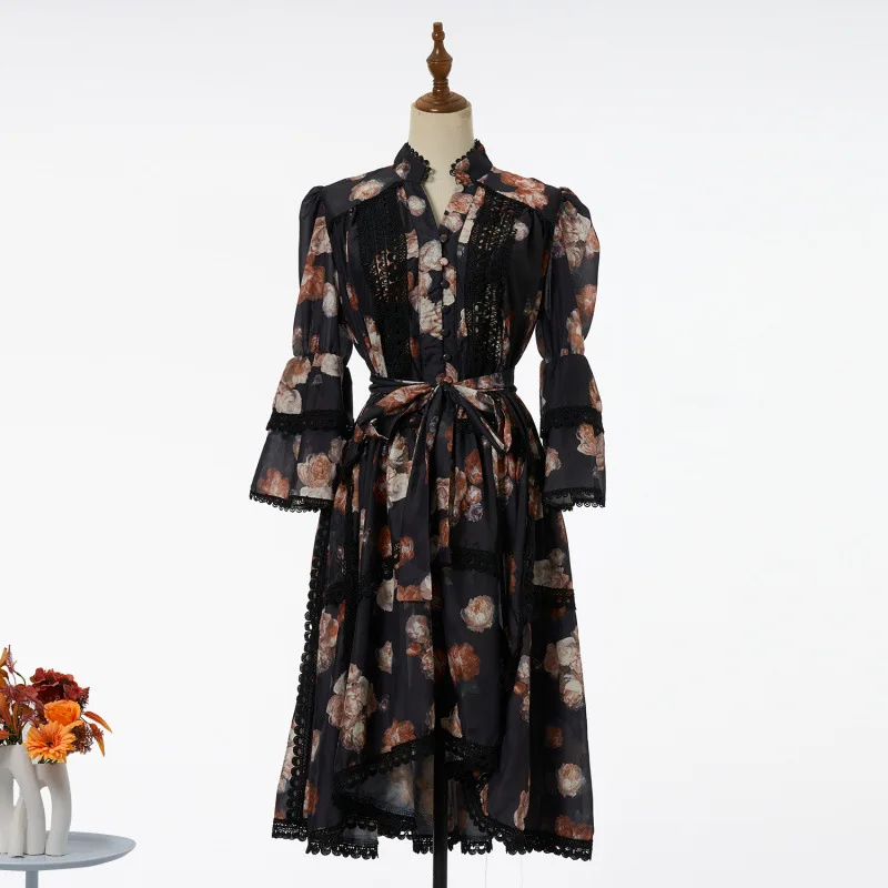 

Сексуальная женская юбка для похудения в стиле ретро Dr с кружевной отделкой и высокой талией, длинная повседневная одежда из бархатной ткани, весенняя коллекция...