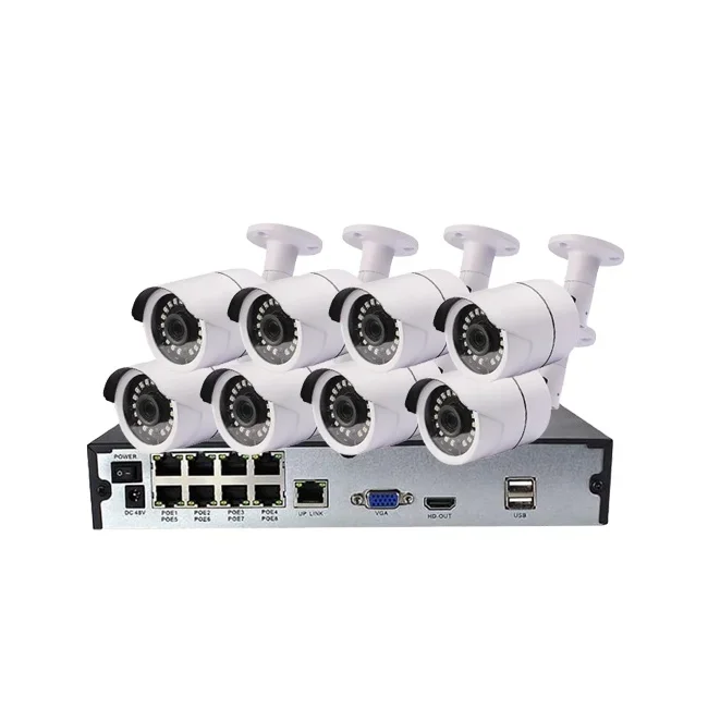 

Hot Sale H.265 P2P 8Ch Night Vision Waterproof IP Camera POE NVR Kit CCTV Security System