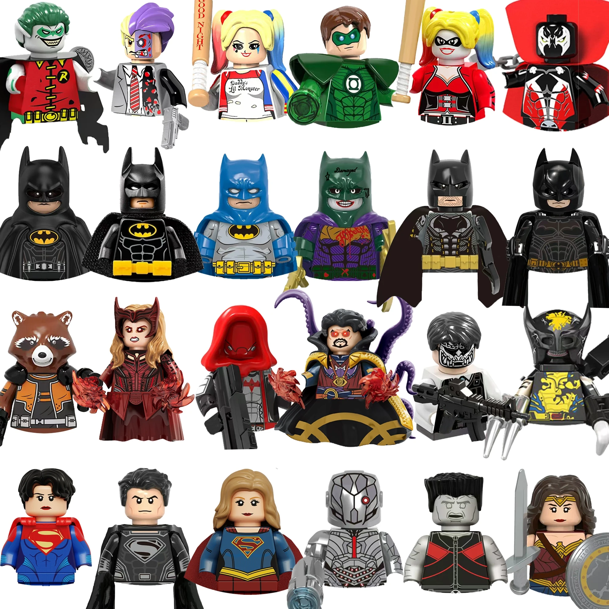 Marvel classic character building blocks toy Moonlight Knight Batman Superman mini brick doll children's holiday birthday gift