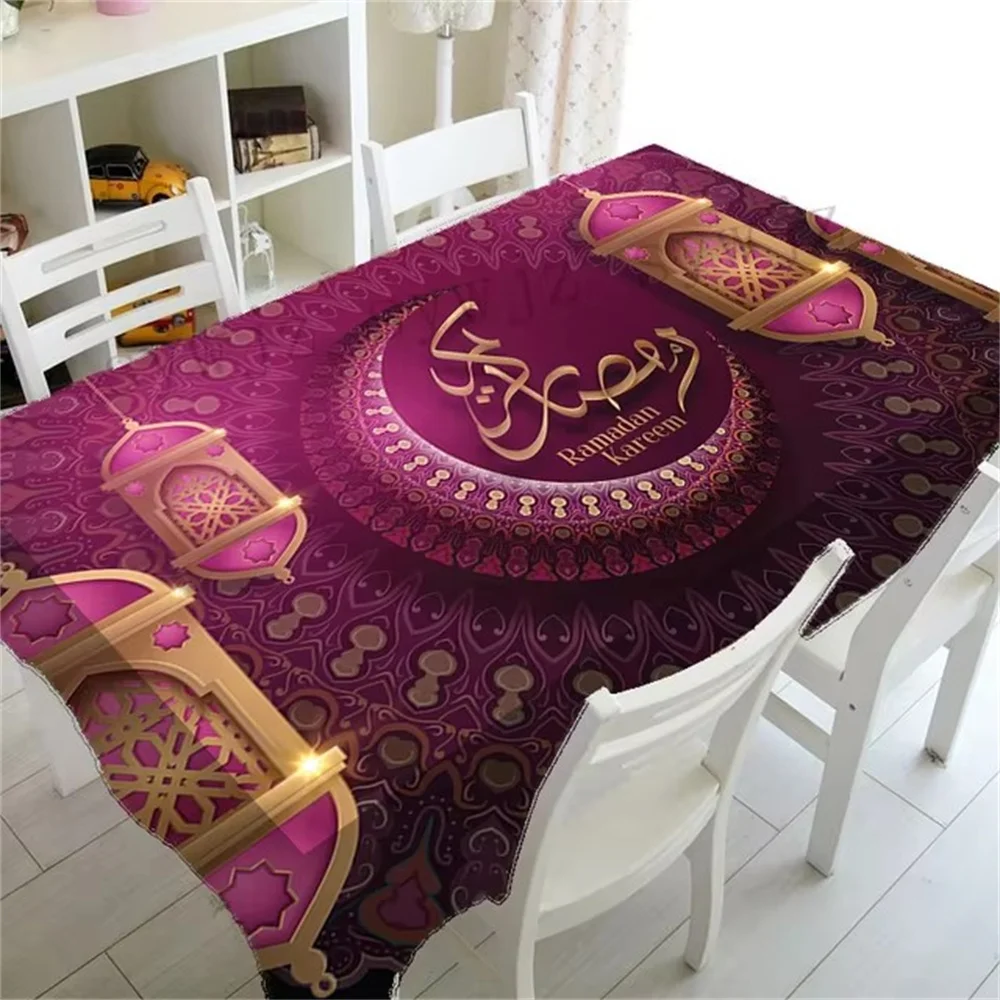 Ramadan Tablecloth Kitchen Rectangular Tablecloth Crescent Eid Home Table Accessories Muslim Mosque Festival Party Tablecloth