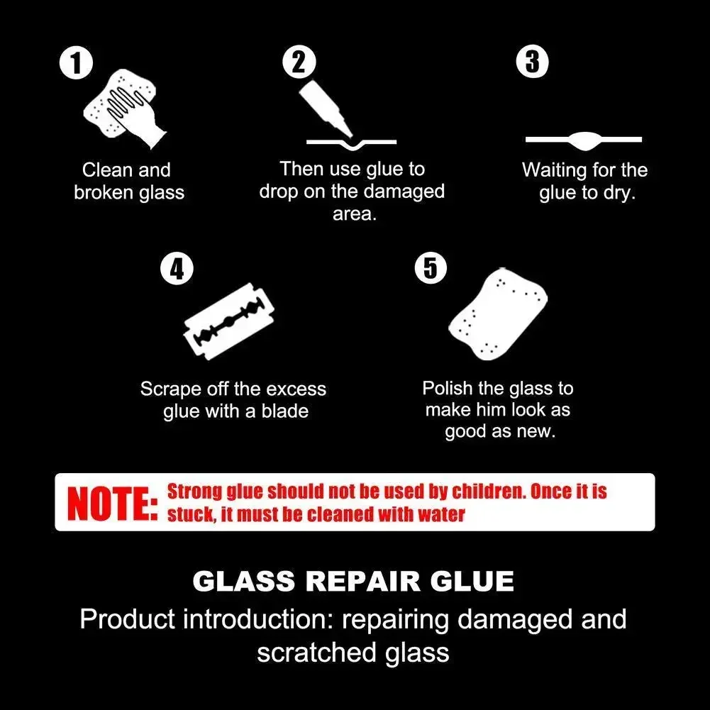 DIY pára-brisa rachado Repair Kit Quick Fix Glass Scratch Repair Set, Crack Restaurar, Traceless Ferramentas para todos os tipos de vidro