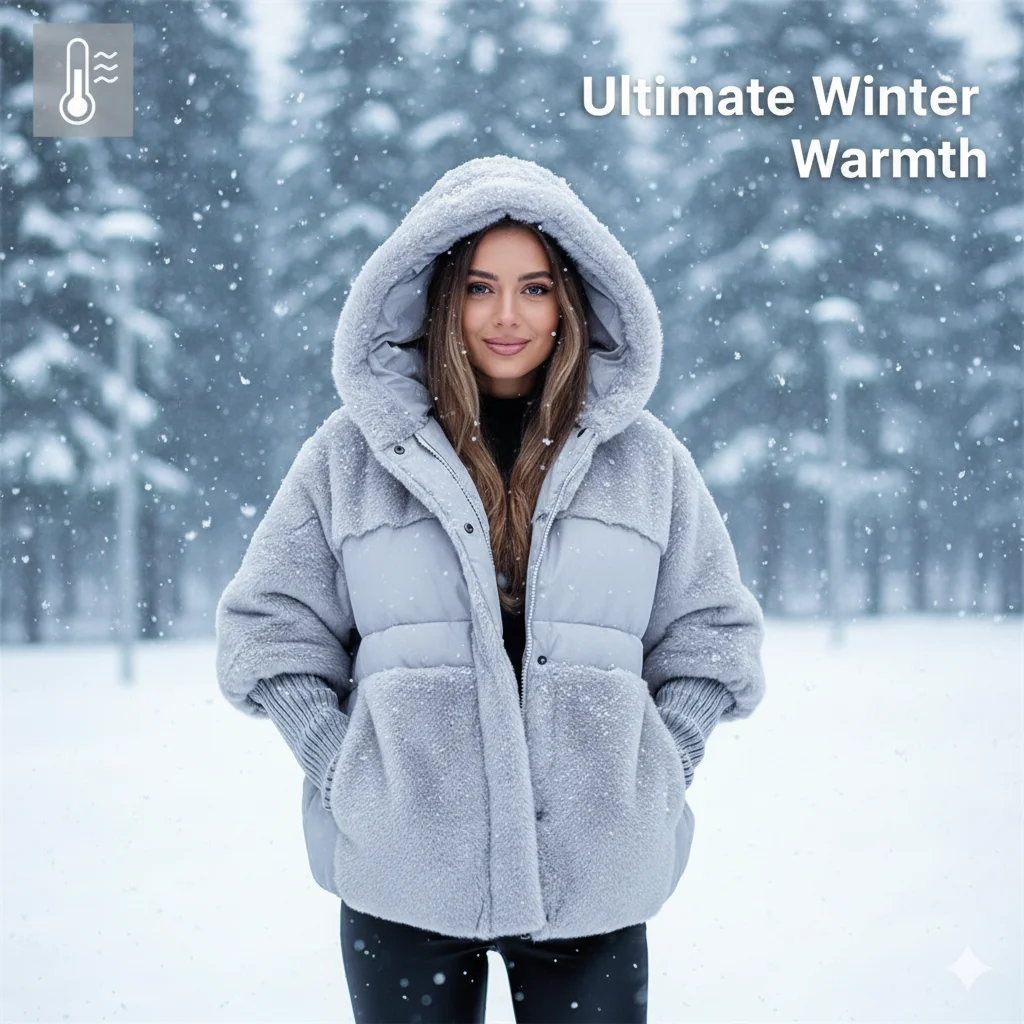 

Women Hooded Cotton Padded Jacket Oversize Winter Parka Coat Warm Quilted Cotton Coat For Fall Winter 2025 New Stylish Outerwear