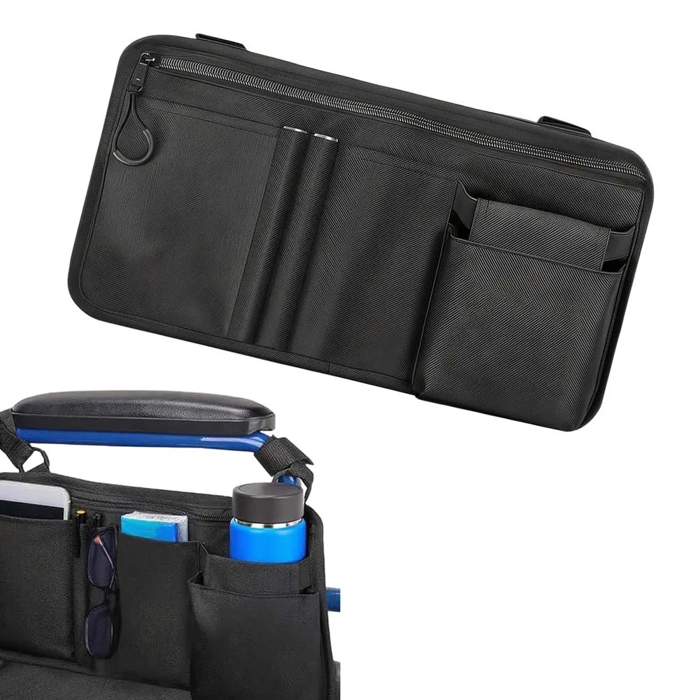 Wheelchair For Accessory Side Bag Featuring Cup Holder Easy Grip Zipper and Adjustable Straps for Secure Mounting