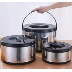 Stainless Steel Thickened Pot with Handle Pattern, Fresh-Keeping Pot, Large Capacity, 2 L, 4 L, 8L, 3 Pcs Set