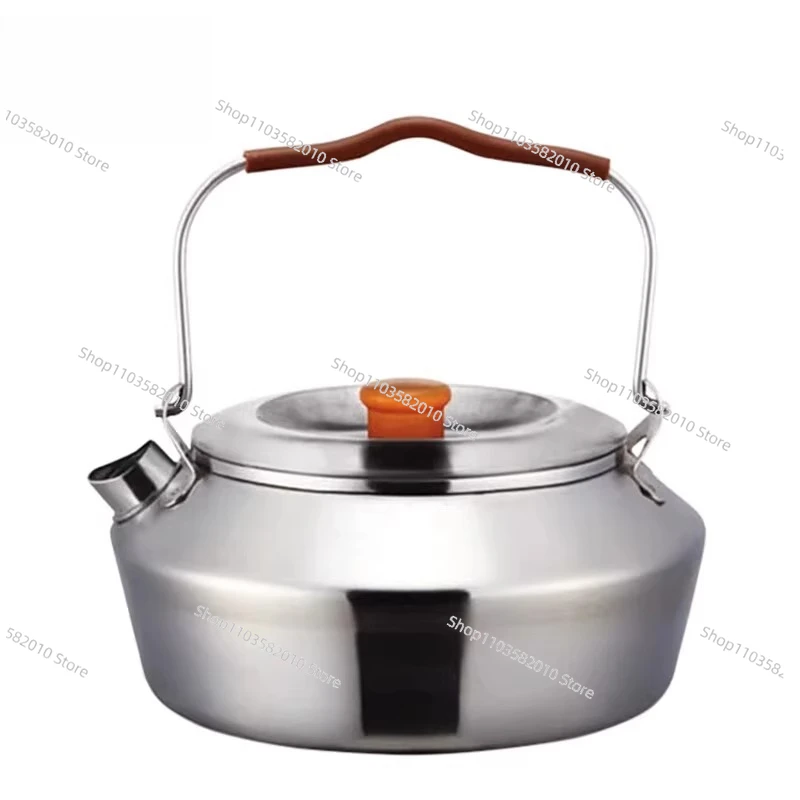 0.6L 304 Stainless Steel Camping Teapot, Lightweight Portable Mini Kettle for Outdoor