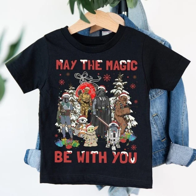 

Футболка «Звездные войны» с Рождеством, Рождественская футболка Disney Kids Streetwea Xmas Trip Galaxy Wars, футболка для рождественской вечеринки, наряды для родителей и детей