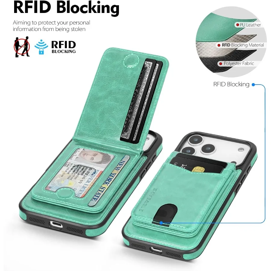 Compatibile con Magsafe 2 in 1 Custodia a portafoglio staccabile per iPhone 17 Pro con porta carte per donna uomo pelle PU magnetica