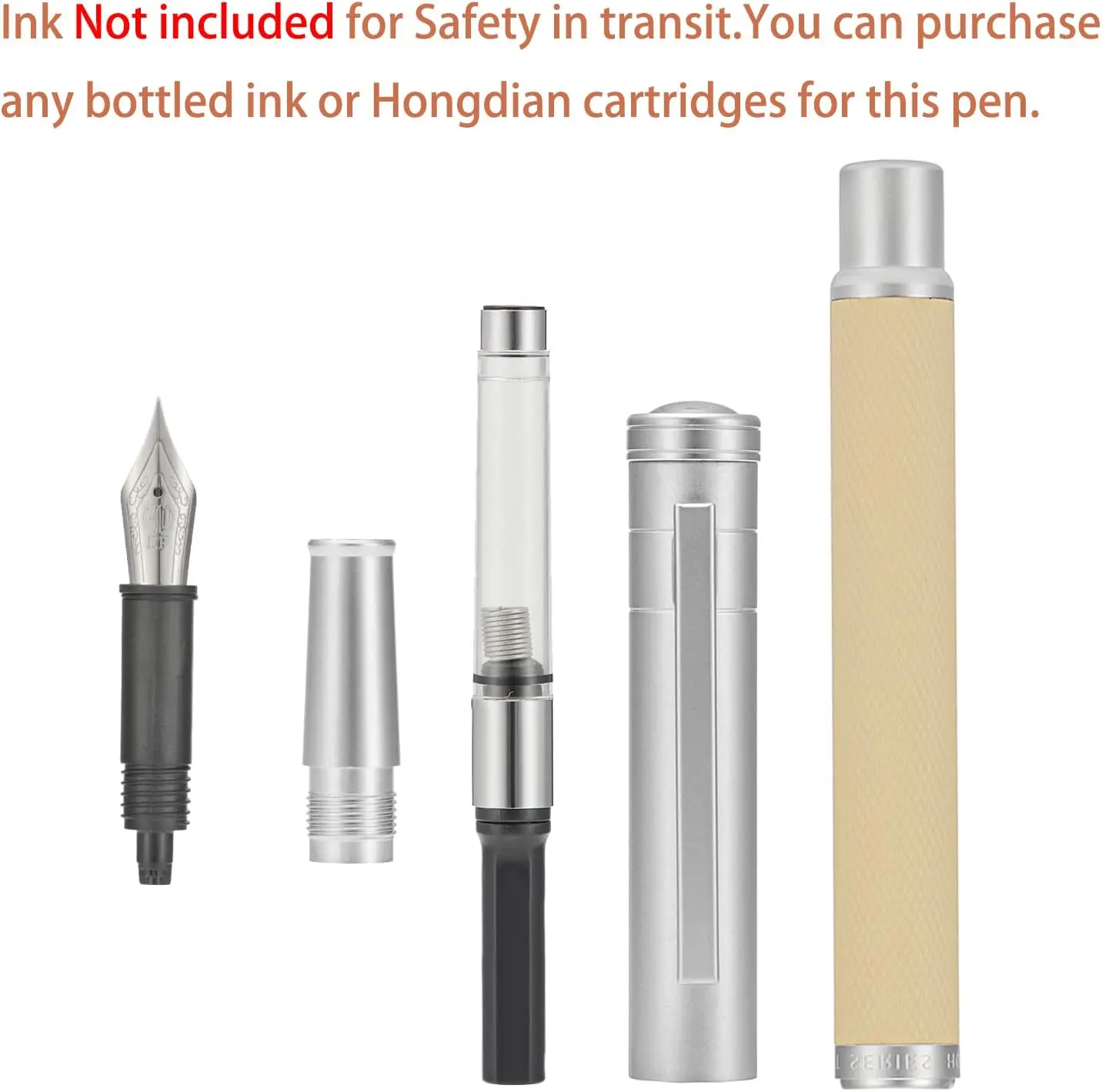 Baihualin High-Quality Fountain Pen — 0.5/0.7mm Two-Tone Titanium-Silver Nib, Includes Metal Pen Case