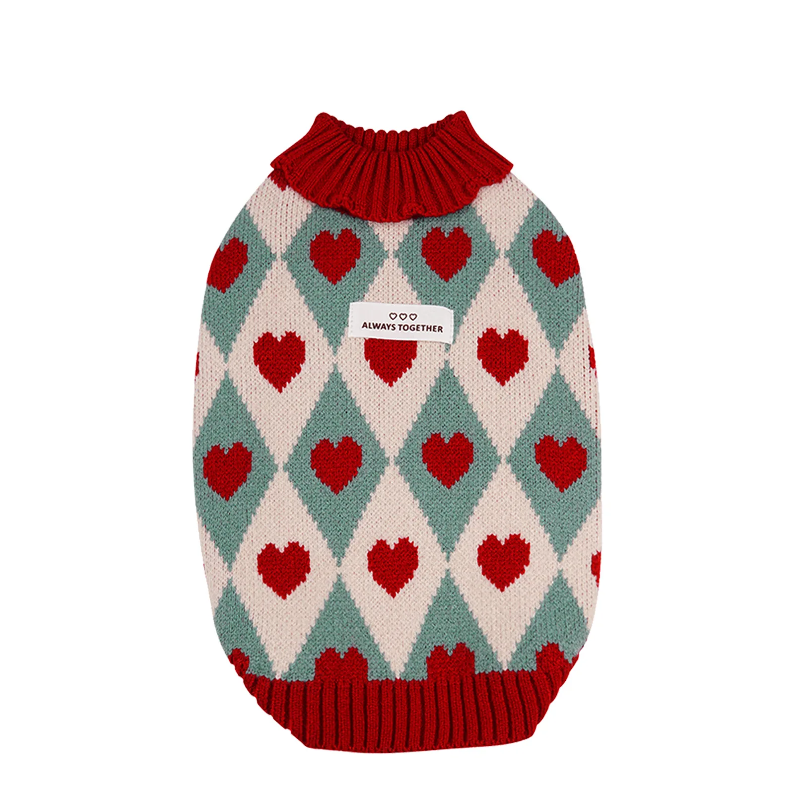 Sweater for Dog Winter Warm Small Dog Clothes Cute Diamond Heart Pattern Knitted Puppy Sweaters Turtleneck Chihuahua Yorkie Coat