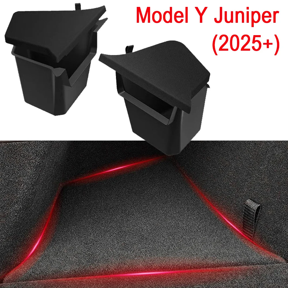 For Tesla New Model Y 2025 Launch Juniper Rear Trunk side Storage Box with Flocking or TPE Lids Covers and Drawstring