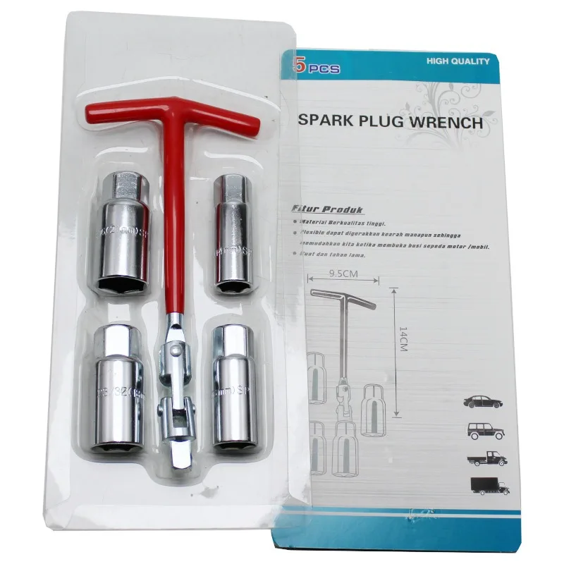 Kit d'outils de réparation de voiture et de moto 3 en 1, outil de démontage de bougie d'allumage, clé à douille 16 mm et 21 mm, clé à poignée en T