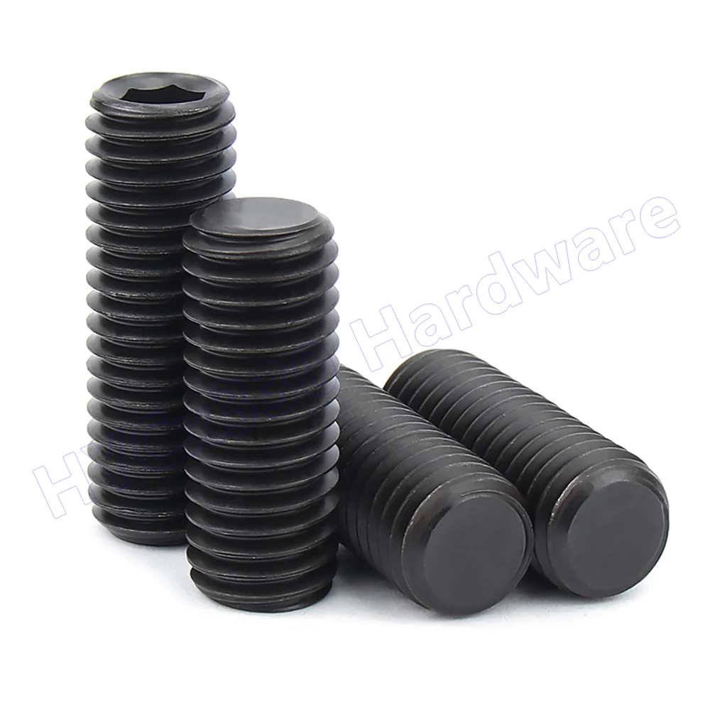 Fotografia 4: Parafusos de Fixação Sem Cabeça M1.6 a M16 com Ponta Plana, Grau 12.9, Aço Liga, Parafusos Sextavados Internos (Grub Screws)
