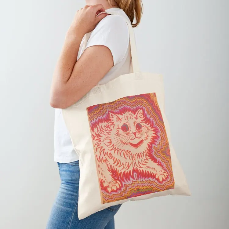 

Louis Wain Orange Psychadelic Cat Tote Bag eco pack cute tote bag Handbags women reusable shopping bag