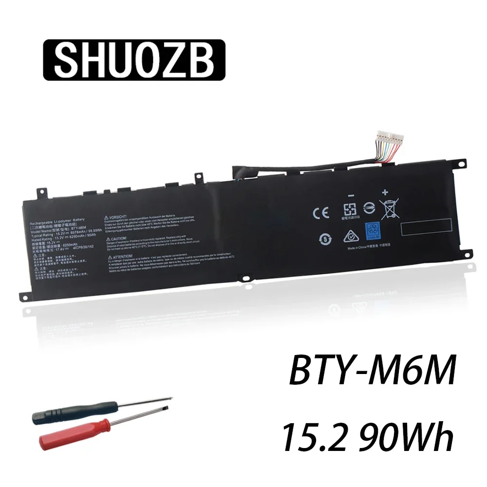 SHUOZB BTY-M6M Laptop Battery For MSI GE66 GE76 Raider 10SF GS66 10SE GP76 WE76 11UE 11UG GE76 WS66 Creator 15 A10SD A10SF 15.2V