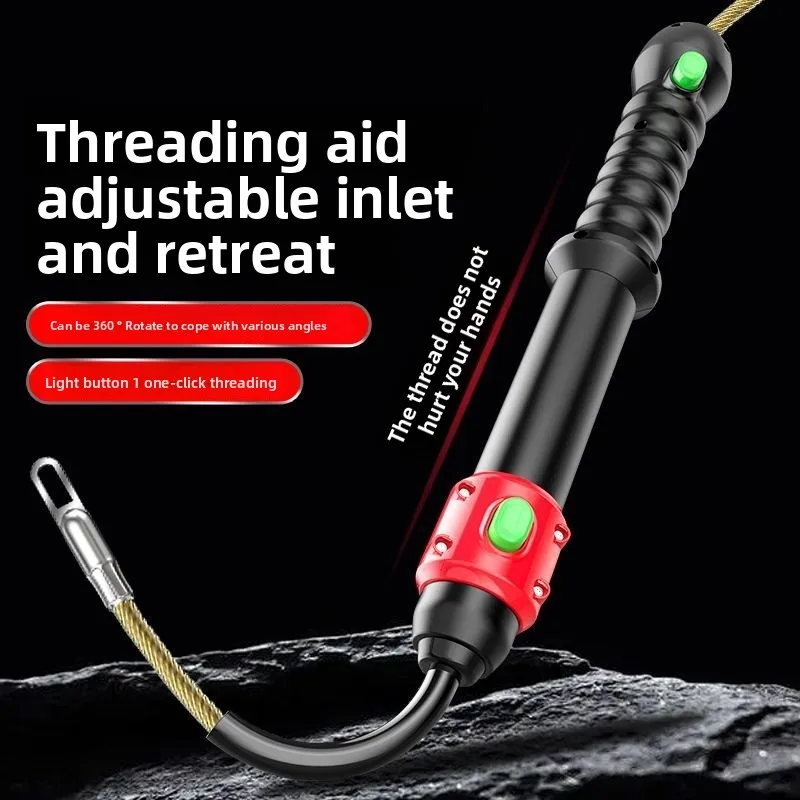New Electrician Threading Aid, Manual Wire Pipe Dark Wire Pusher, Pipe Auxiliary Threading Aid Booster 1pcs