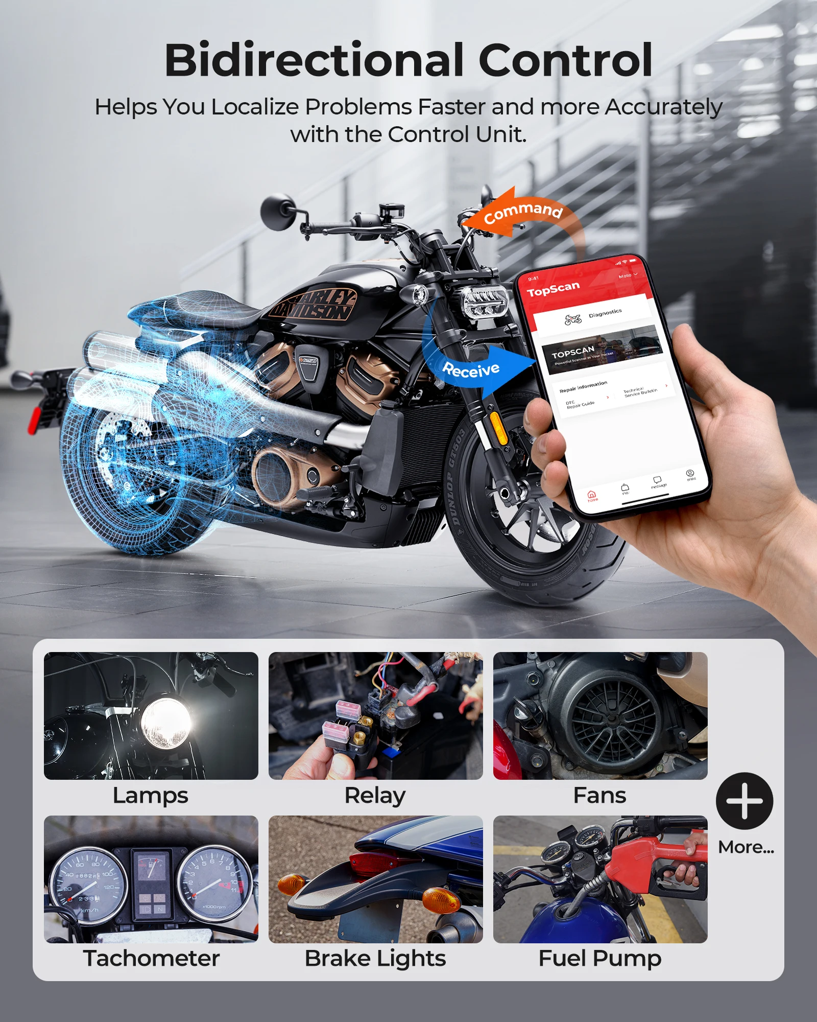 المهنية العالمي TOPDON TopScan موتو سيارة المسح السيارات دراجة نارية أدوات التشخيص محرك ob d2 أداة الماسح الضوئي لجميع السيارات #3