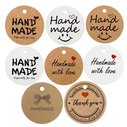 100pcs Kraft Paper Handmade Thank You Gifts Tags for DIY Party Decoration Candle Plaster Craft Gift Packaging Tag Paper