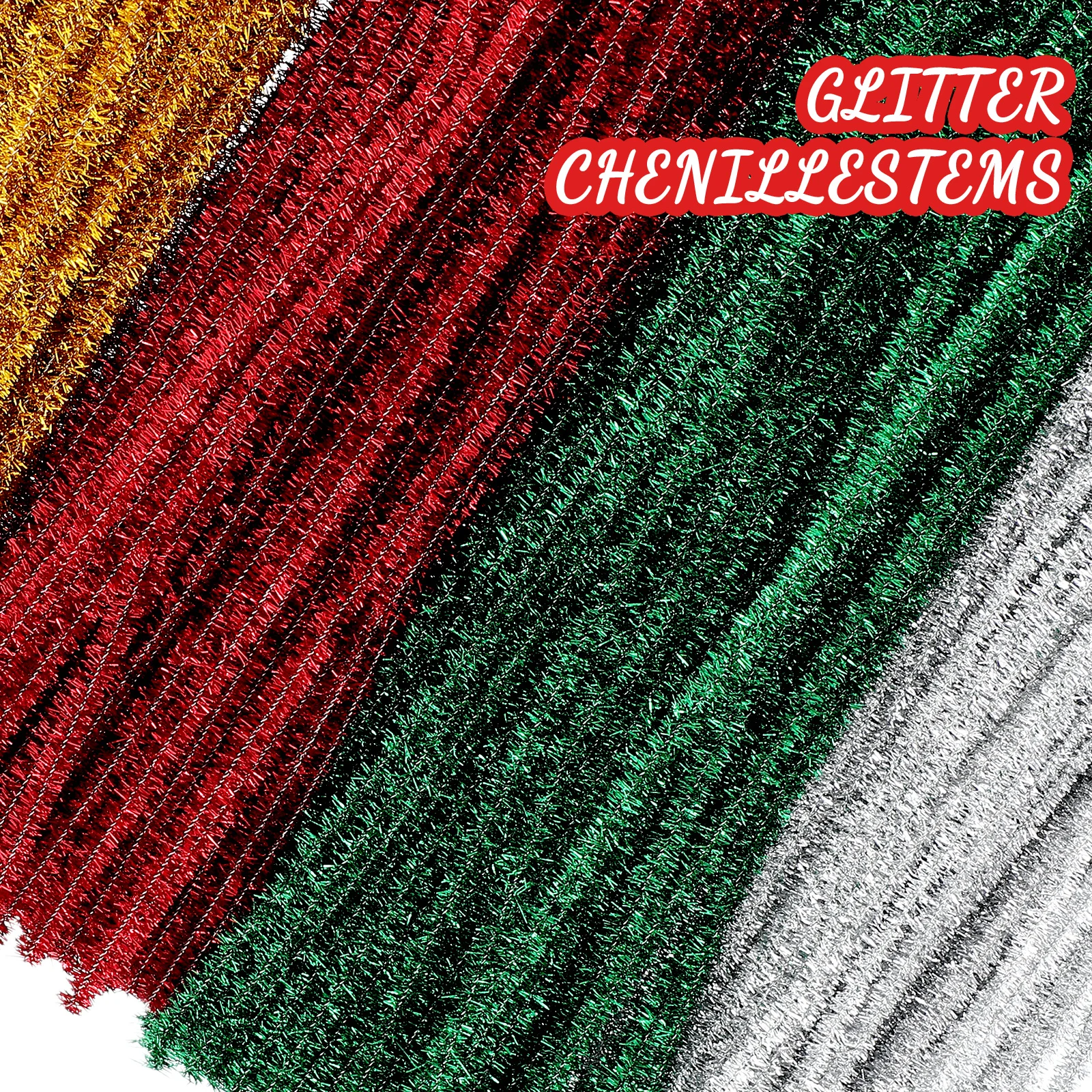 

400Pcs Glitter Chenille Stems Pipe Cleaners Colored Craft Supplies DIY Christmas Accessories Cleaners Christmas