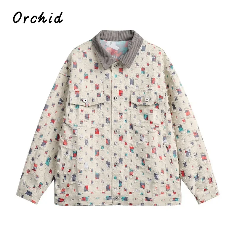 

Женское пальто в американском стиле ретро Y2k, модные рваные однобортные куртки с воротником в клетку, модная уличная одежда, осень-зима 2023