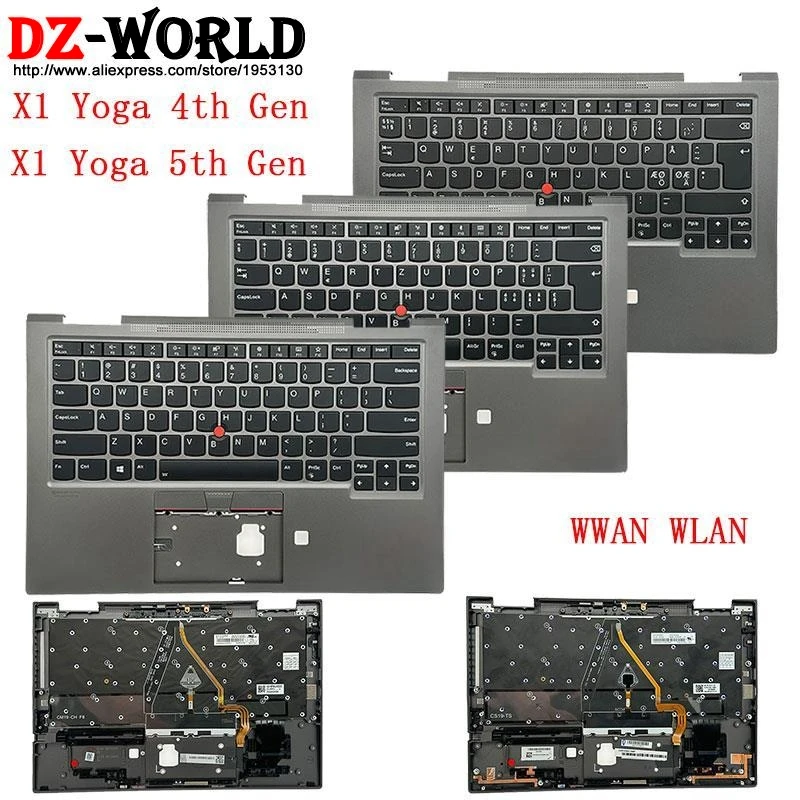 

US Einglish SWS Swiss NDC Nordic Keyboard With Shell Palmrest Upper Case for Lenovo Thinkpad X1 Yoga 4th 5th Gen 4 5 Laptop