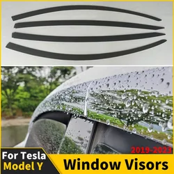 Per Tesla Model Y 2019-2023 Refit Tuning Accessori Trim Decorazione 4PCS Finestra Visiere Ombra Vento Deflettore Pioggia Guard fronte