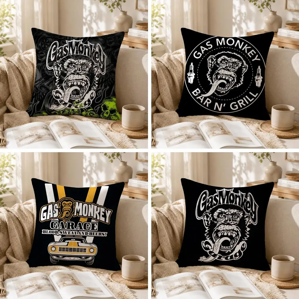 G-Gas Monkey Garage Funny Cushion Cover Natural Linen Organic Fabric Double-Sided Printing Sofa Home Decor Gift Pillow Case