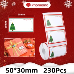 Phomemo-impresora de papel autoadhesivo para etiquetas, rollo de papel imprimible, adhesivo térmico, Feliz Navidad, regalo para Phomemo M110 M220