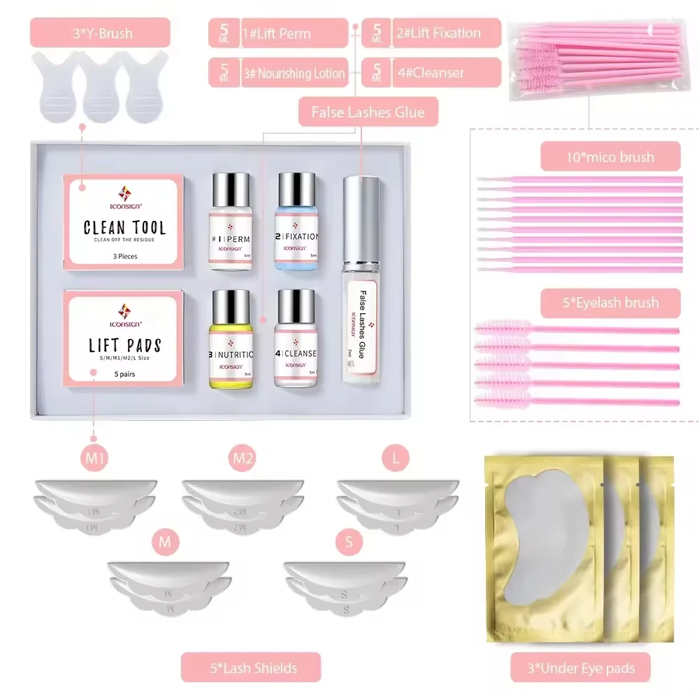 ICONSIGN-Professional Lash Lift Kit, Perm Eyelash Perm Set, Gradet Curling e Long-Lasting Seleção, presente de aniversário perfeito lash lifting profissional kit lash lifting cílios lifting de pestanas kit profissional