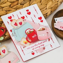 2025 New Valentine's Day Love Background Heart Alarm Clock Bulb Cup Trunk Metal Cutting Dies for Scrapbook Card Making Stencil
