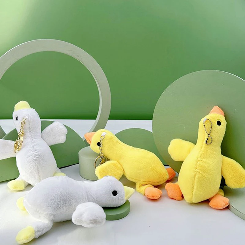 1Pc Stuffed Goose Keychain Cute Lie Down Goose Plush Keychain Adorable Stuffed Doll Ornament For Backpack Couple Key Ring Charm