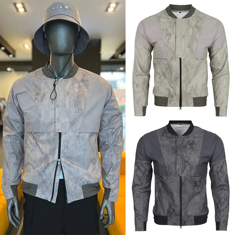 

2024 Spring And Autumn New Korean Men's Golf Jacket Long Sleeve Fashion Printed Zipper Thin Breathable Long Golf Clothing