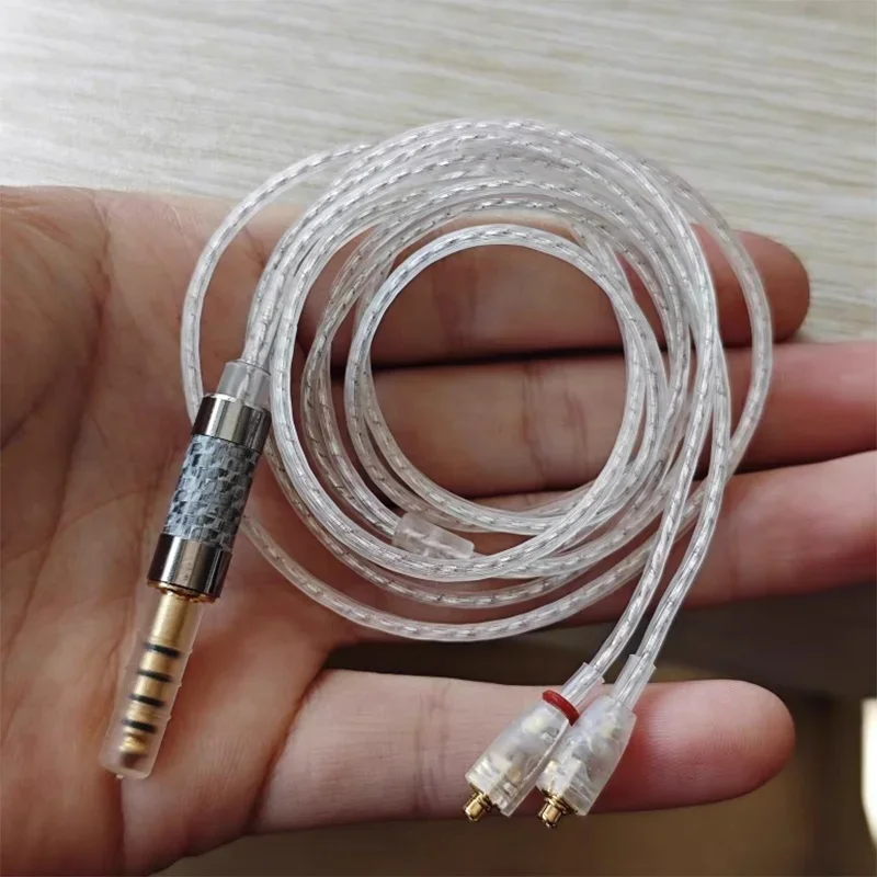Suitable for MMCX Earphones Short DIY Cable Silver-Plated Oxygen-free Copper 3.5 2.5 4.4mm Balanced Plug Replacement Cable