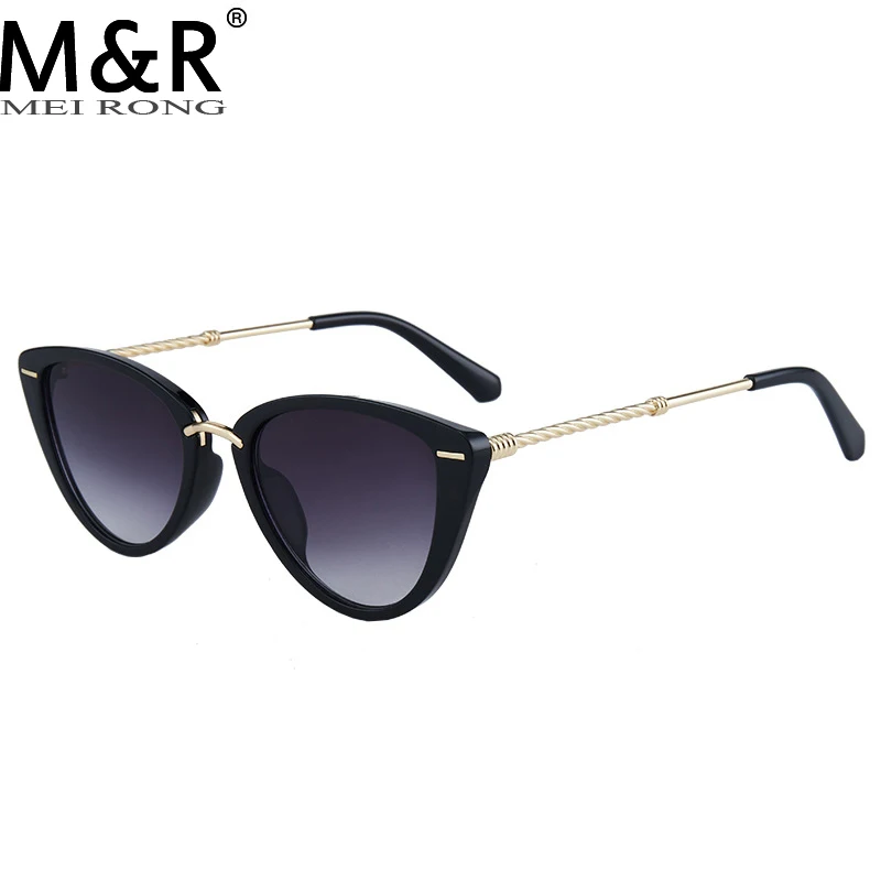 

2023 Simplicity Fashionable Women's Cat Eye Sunglasse Retro Gradient Metal Eyeglass Frame Trendy Street Photo Decorative Glasses