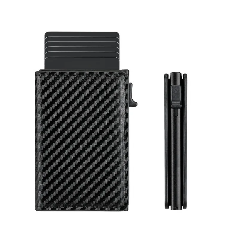 RFID Blocking Pop-Up Card Holder Multi-Slot Business Leather Wallet Anti-Theft Credit Card Protective Case