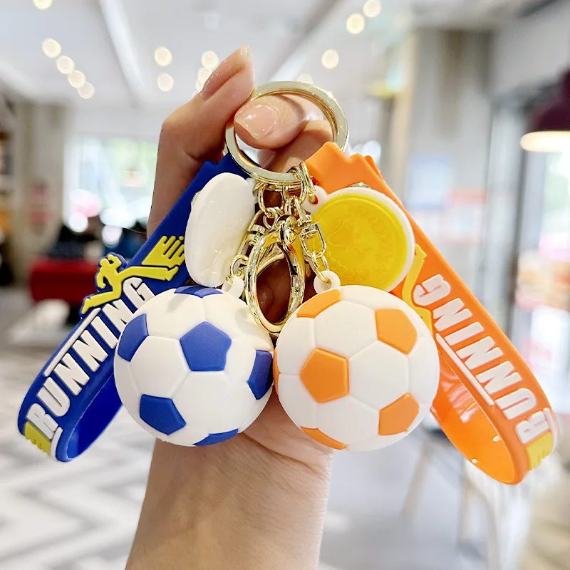Football Keychain For Fan PVC Soft Glue Soccer Pendant Keychain Accessories Bag Decoration Qatar Cup Souvenirs Key Chain Gifts