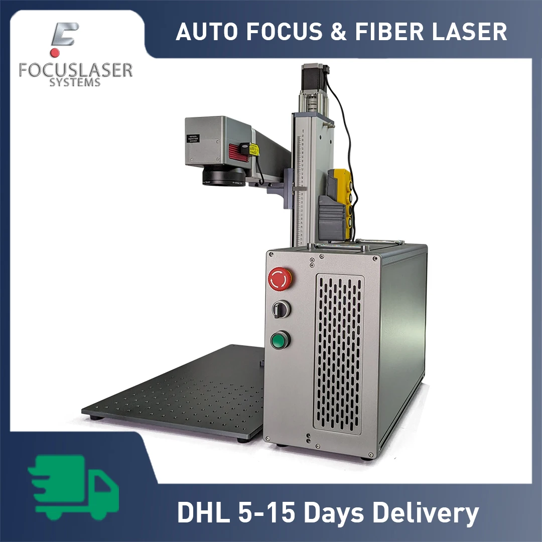 Auto Focus Fiber Laser Marking Machine for Engraving Metal Gold Copper Steel 30W 50W 60W100W Raycus JPT Mopa M7 Laser