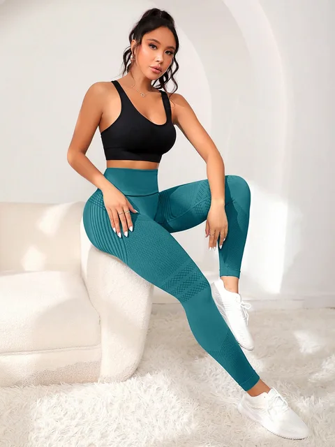 Sports Pants With Sexy Lines Lifting Buttocks Sports Tight Pants Women's High Waisted Elastic Fitness Pants Running Yoga Pants 4 Women's High-Waist Seamless Sport Leggings – Butt-Lifting Compression Tights – view 4