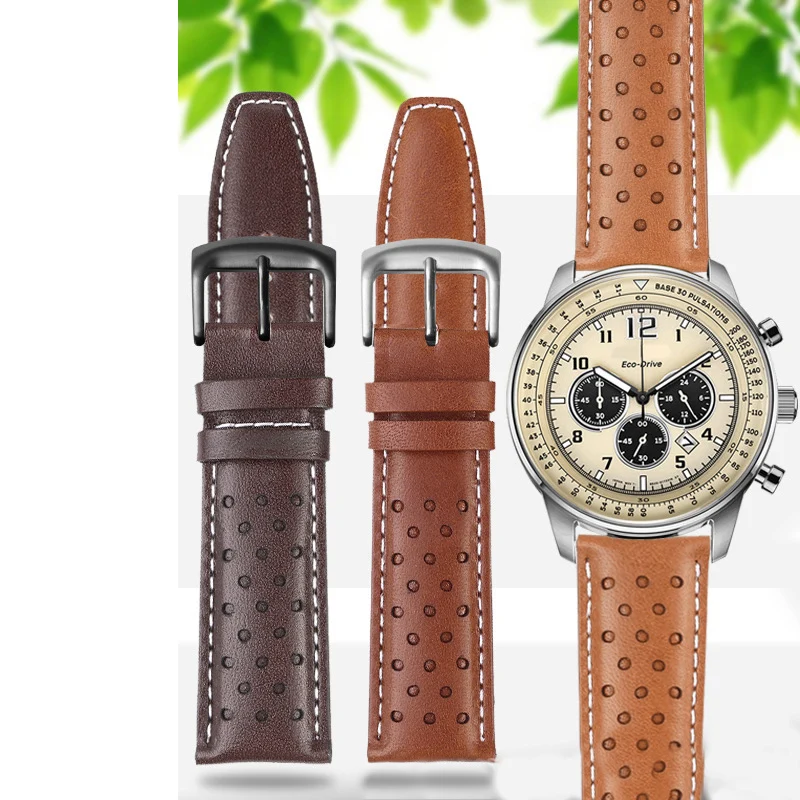 Genuine Leather Watch Strap for Citizen Future Force Series CA4503 CA4500 CA4505 Waterproof Sweat-Proof Watchband 22mm Wristband