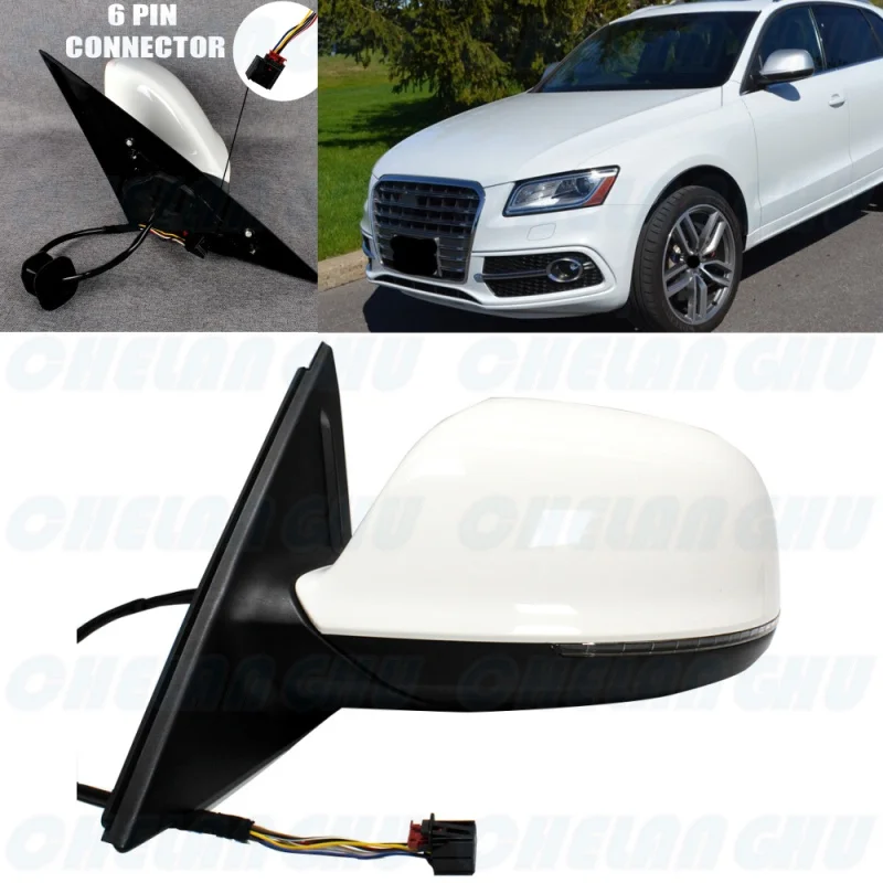 

Left Side 6 Pins White Painted Heated Power Adjust Turn Light Mirror Assembly For Audi Q5 LHD 2009 2010 2011 2012 2013 2014 2015