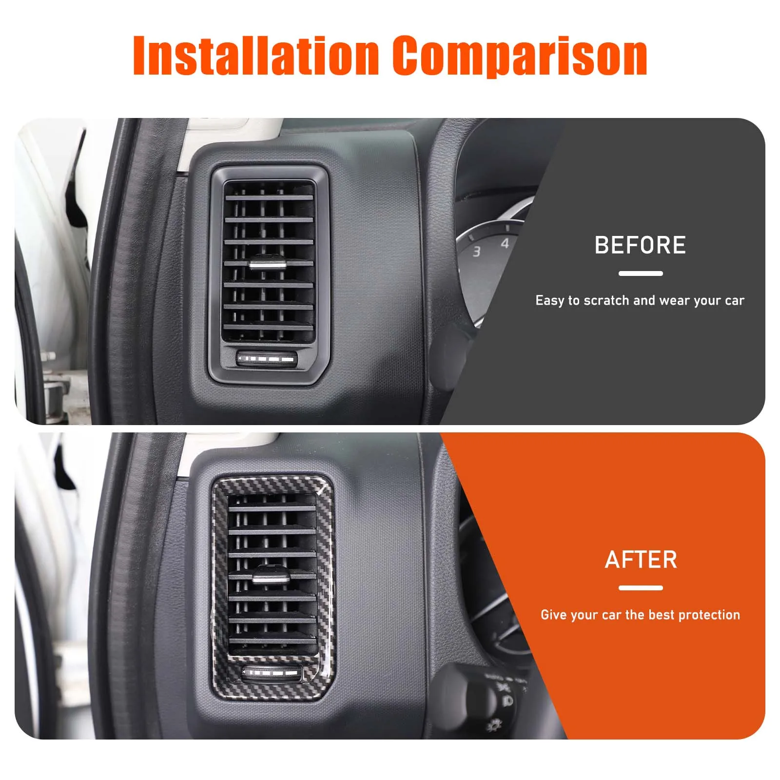 

4Pcs ABS Carbon Fiber For Nissan Frontier 2022-2024 Car central control air outlet frame decoration sticker interior accessories