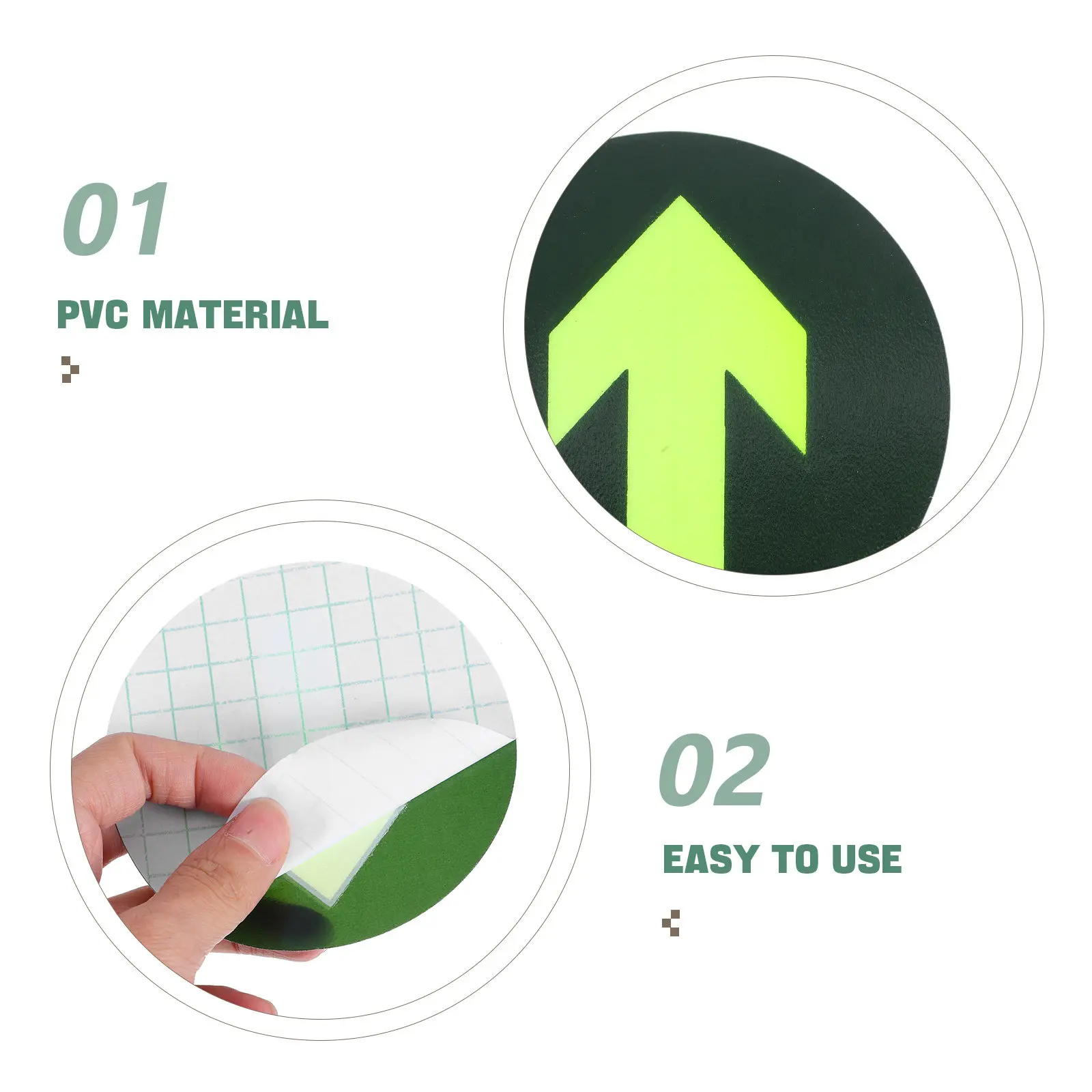 10Pcs Glow in Dark Waterproof Arrow Floor Sticker Night Glow Safety Sign Removable Adhesive Directional Decal for Public Places