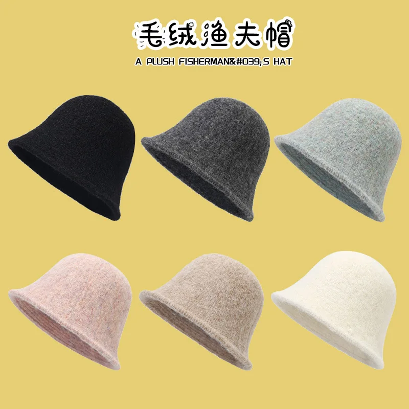 

Fisherman Hat Autumn Cap Winter Solid Color Warm Face Small Cover Basin Hatbucket Sombrero Fedora Straw Beach