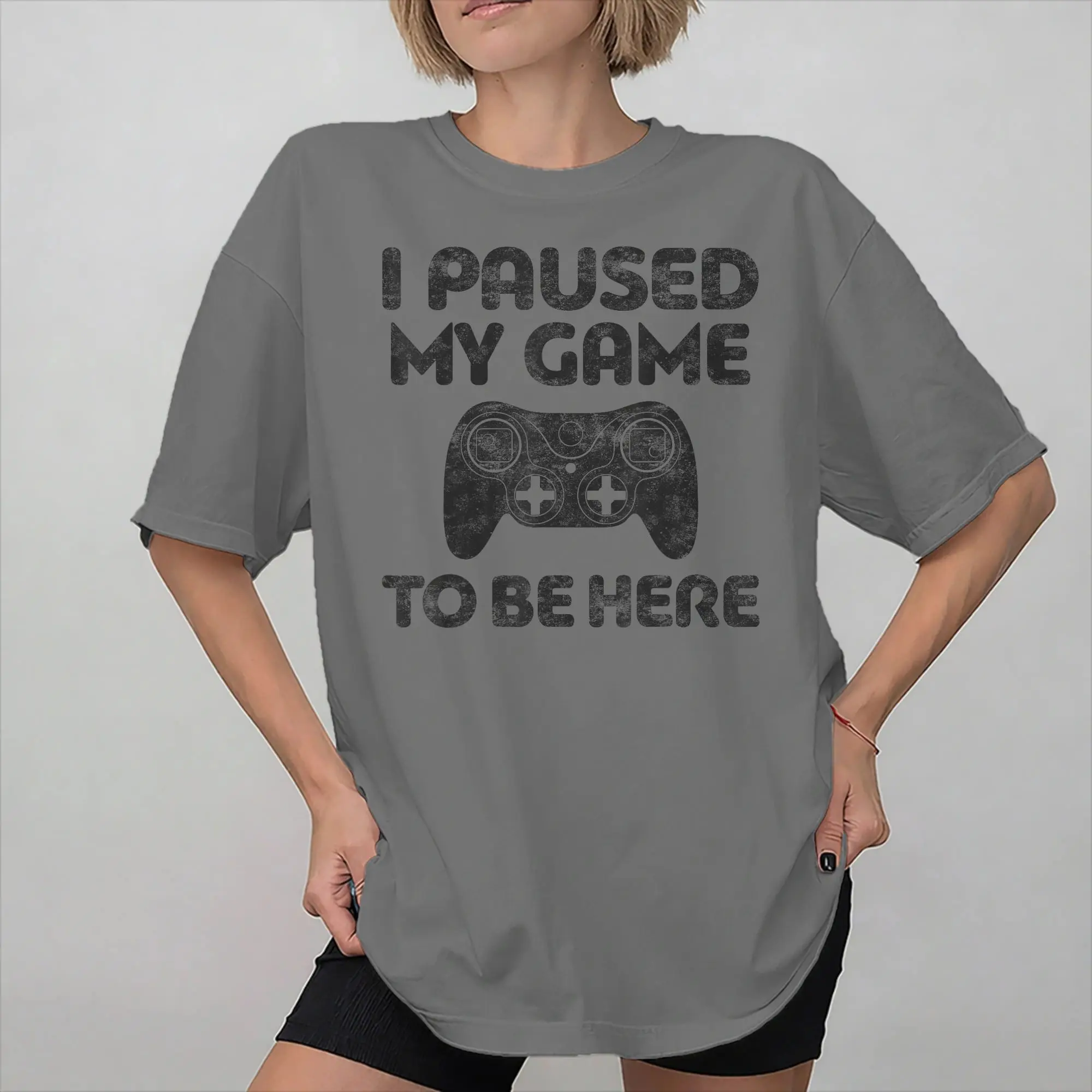 I Paused My Game To Be Here Print T Shirts for Men Women  Pure Cotton  Tee Shirt Clothing
