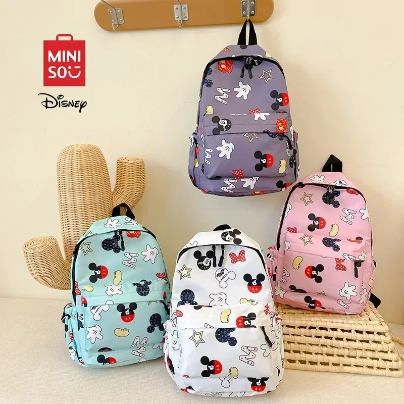 

MINISO Disney 2025 New Cute Cartoon Mickey & Minnie Portable Large Capacity Student Backpack Teenage Casual Fashion Schoolbag