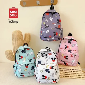 MINISO Disney 2025 New Cute Cartoon Mickey & Minnie Przenośny plecak studencki o dużej pojemności Teenage Casual Fashion Schoolbag