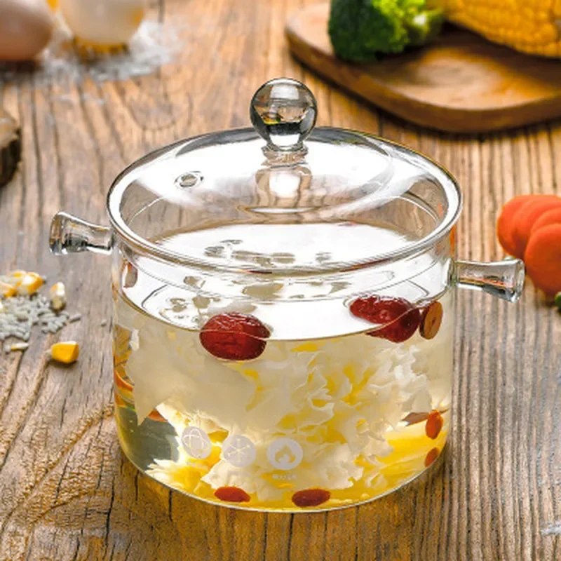 

Cookware Household Transparent 1500ML Glass Soup Pot Electric Ceramic Stove Heating Glass Bowl Handmade Cooking Tools Kitchen